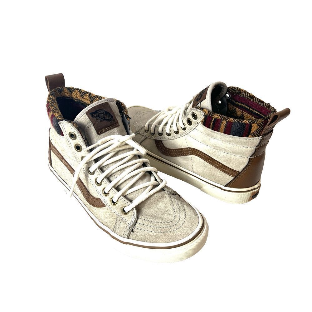 Vans Sk8 Skate Shoe Suede Beige Brown Scotchgard Women 8 Sneaker Lace Up Men 6.5